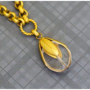 Vintage Clear Teardrop Pendant Necklace, 18 Inches by Liz Claiborne - G38